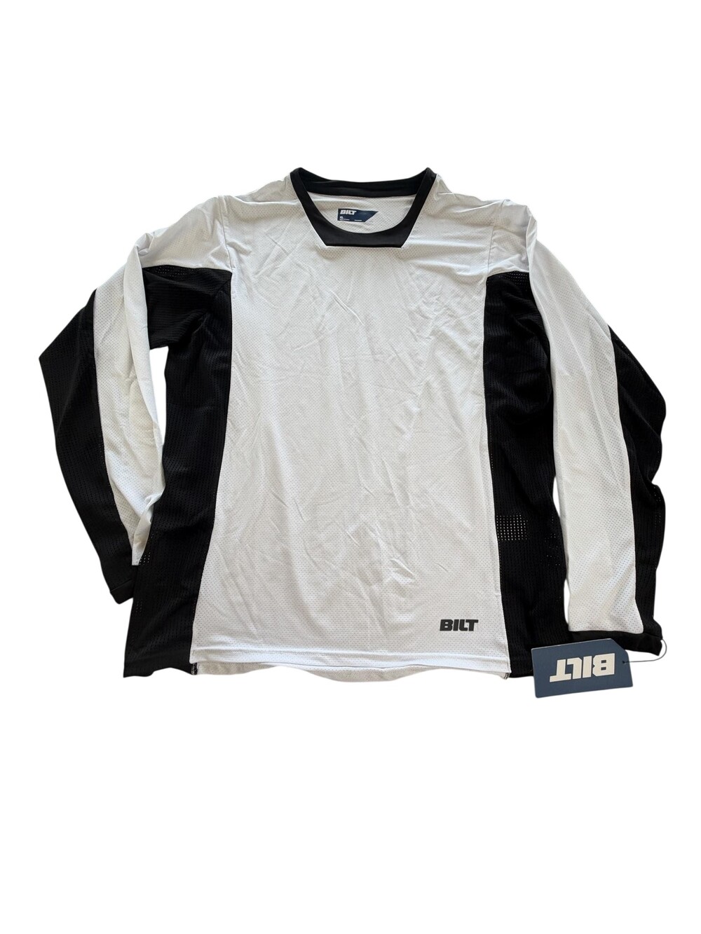 BILT Lux Jersey Shirt Mens XL White Black Mesh Long Sleeve Motorcycle Riding